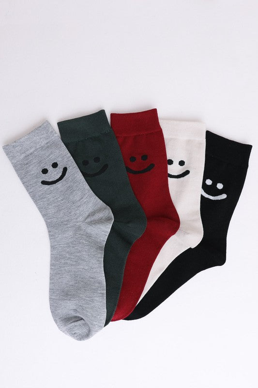 Smiley Face Crew Socks-Teresa&#39;s Fashionista LLC