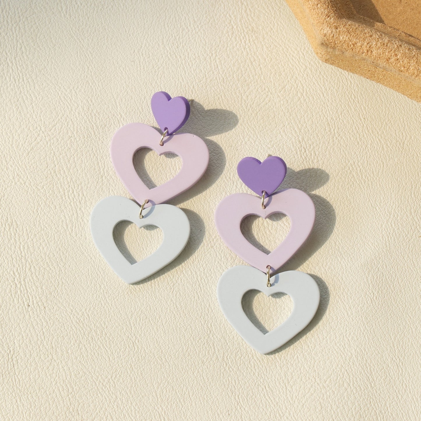 Cutout Heart Acrylic Dangle Earrings-Teresa&#39;s Fashionista LLC