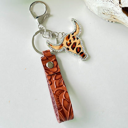 Rhinestone Bull Keychain-Teresa&#39;s Fashionista LLC