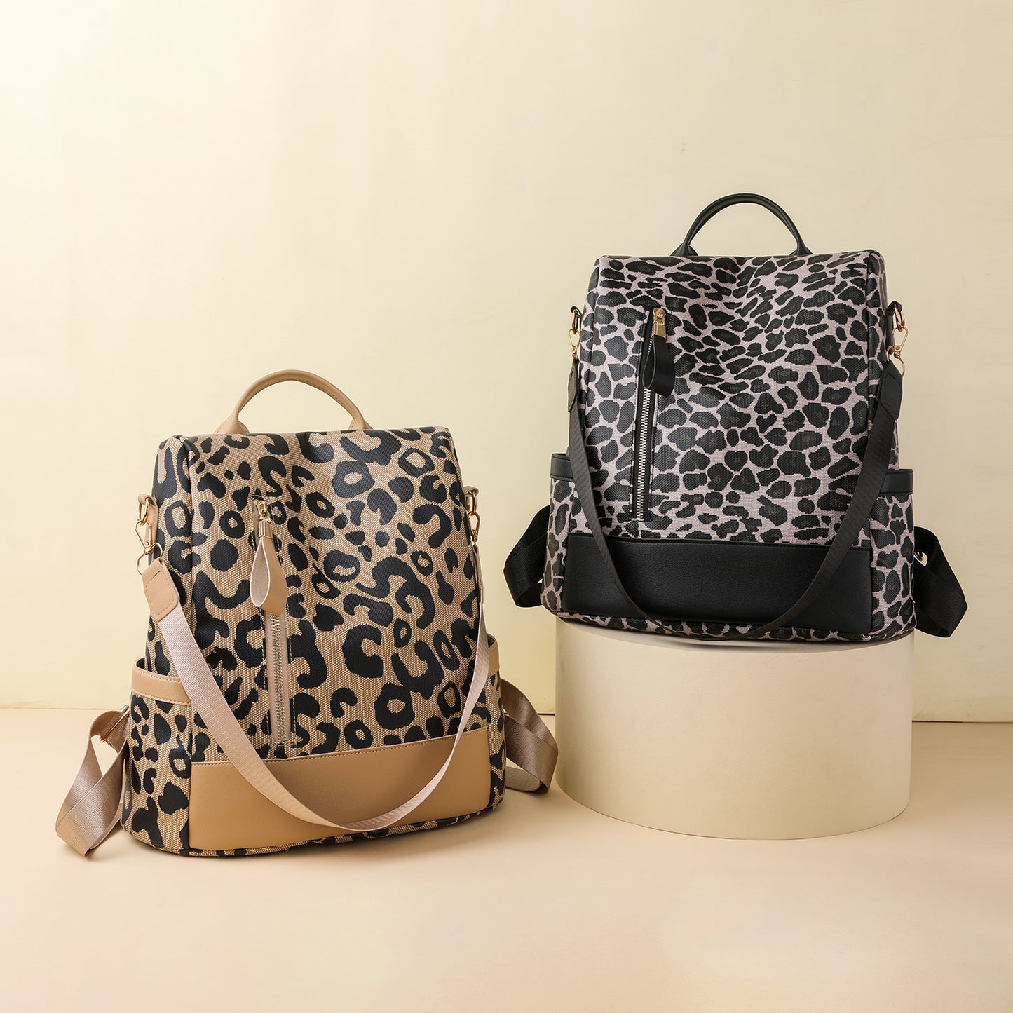 Leopard PU Leather Backpack Bag-Teresa&#39;s Fashionista LLC