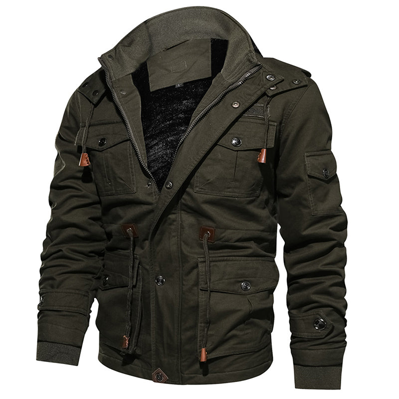 Men Winter Fleece Jacket Warm Hooded Coat Thermal Thick Outerwear Male Military Jacket-Teresa&#39;s Fashionista LLC