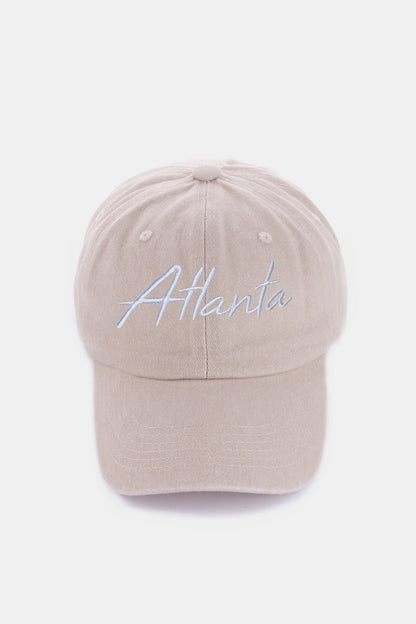 Zenana Washed ATLANTA Embroidered Baseball Cap-Teresa&#39;s Fashionista LLC