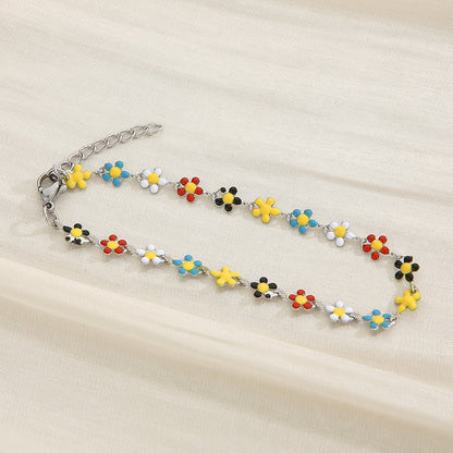 Flower & Cross Stainless Steel Bracelet-Teresa&#39;s Fashionista LLC