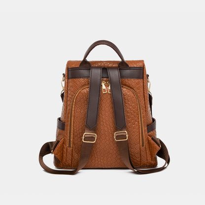 PU Leather Adjustable Straps Backpack Bag-Teresa&#39;s Fashionista LLC