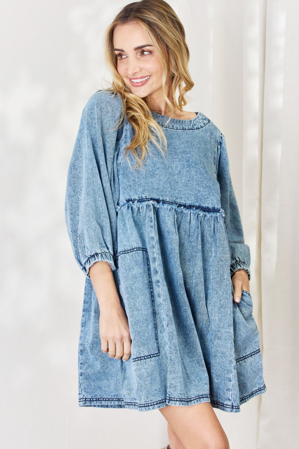 HEYSON Full Size Oversized Denim Babydoll Dress-Teresa&#39;s Fashionista LLC