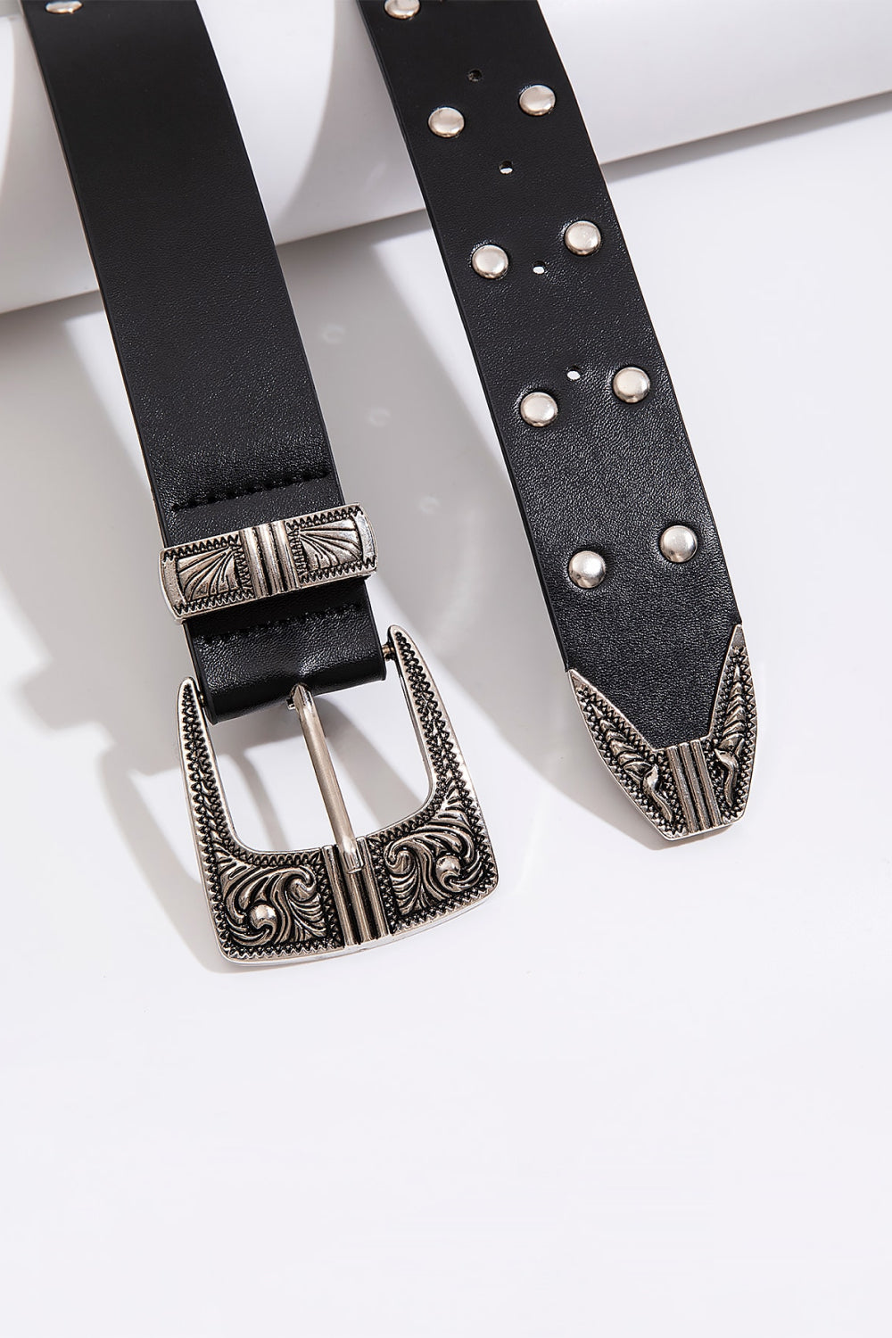 Double Row Studded PU Leather Belt-Teresa&#39;s Fashionista LLC