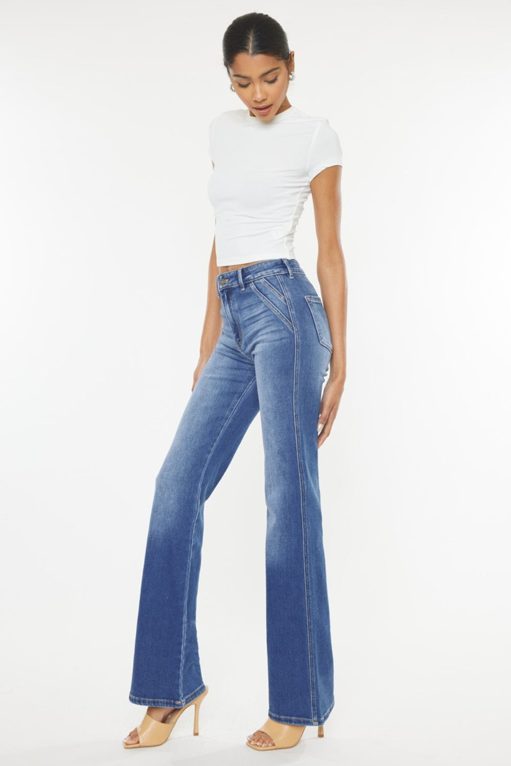 Kancan Ultra High Waist Gradient Flare Jeans-Teresa&#39;s Fashionista LLC