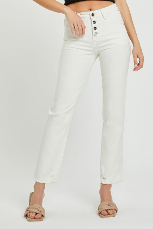 RISEN Full Size Mid-Rise Tummy Control Straight Jeans-Teresa&#39;s Fashionista LLC