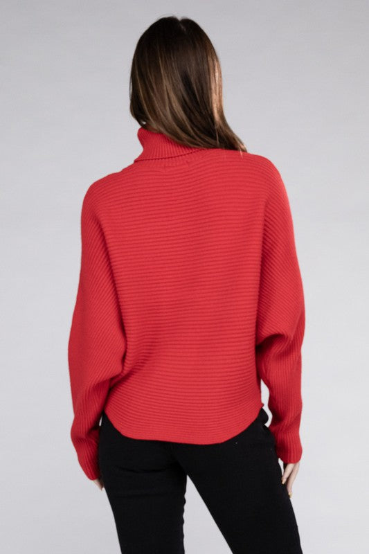 Viscose Dolman Sleeve Turtleneck Sweater-Teresa&#39;s Fashionista LLC