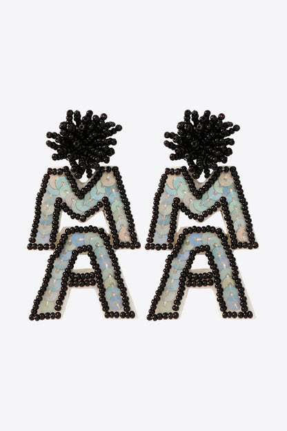 MAMA Beaded Dangle Earrings-Teresa&#39;s Fashionista LLC