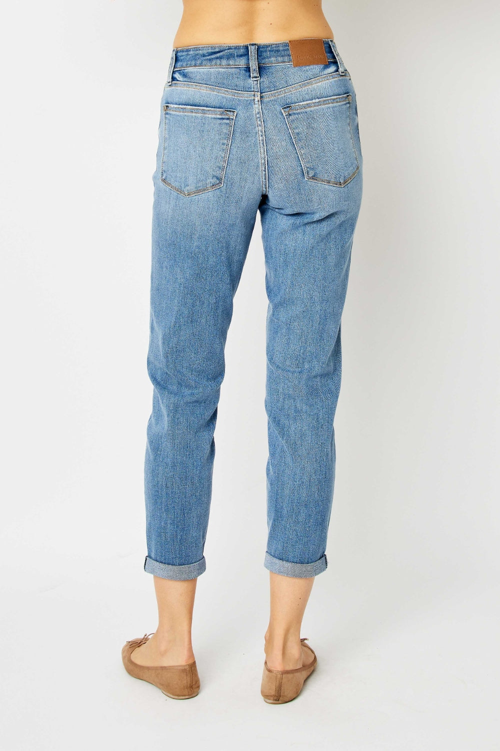 Judy Blue Full Size Cuffed Hem Slim Jeans-Teresa&#39;s Fashionista LLC