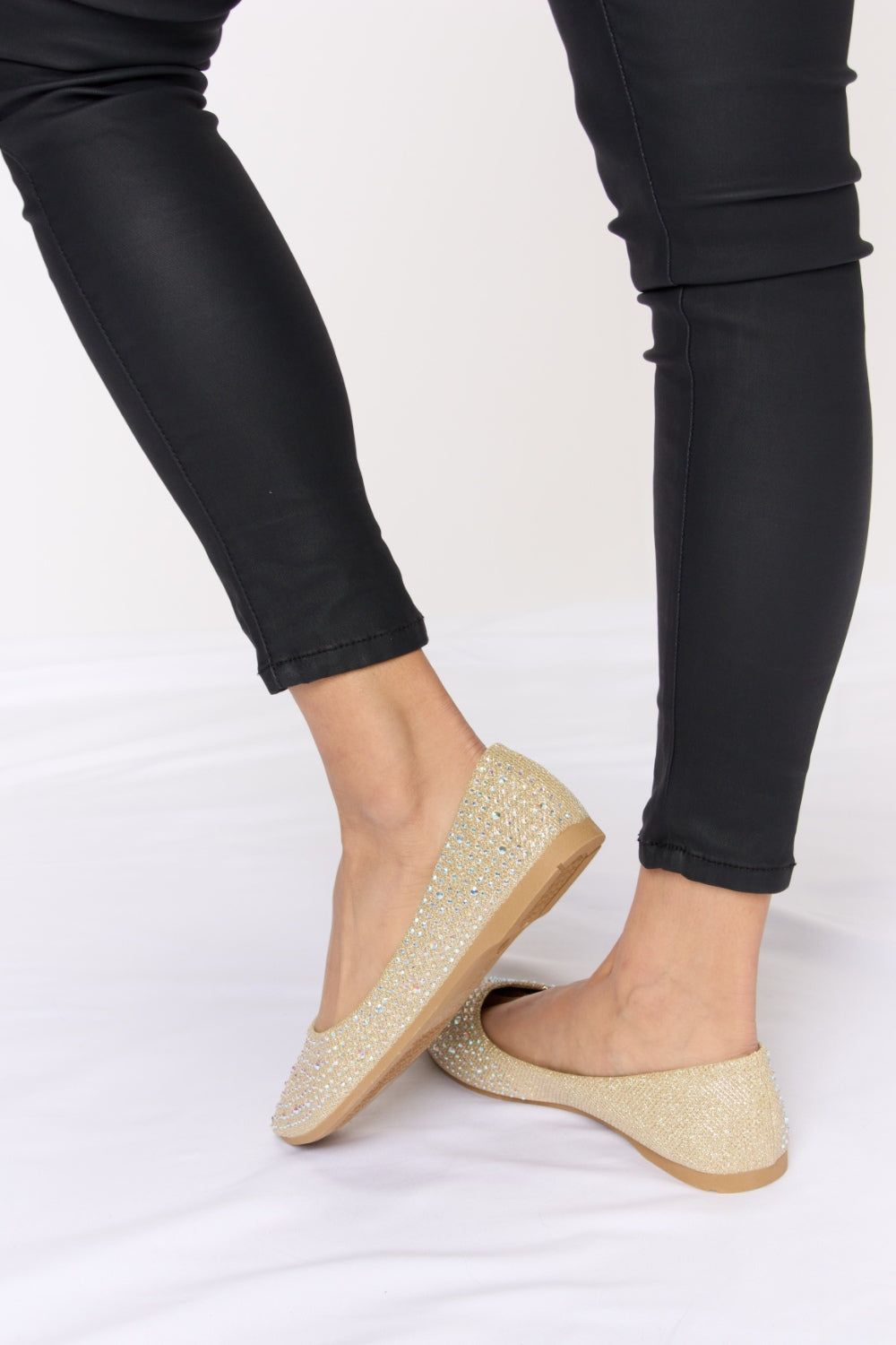 Forever Link Rhinestone Point Toe Flat Slip-Ons-Teresa&#39;s Fashionista LLC