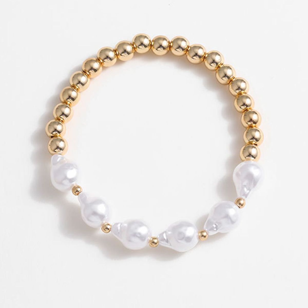 Gold-Plated Alloy Bead Bracelet-Teresa&#39;s Fashionista LLC