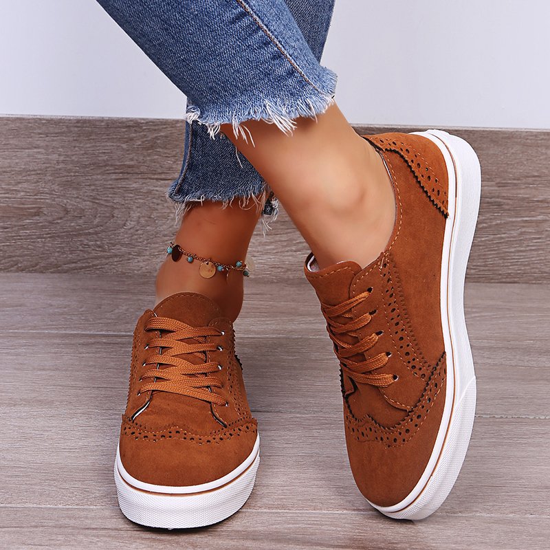 Lace-Up Suedette Flat Sneakers-Teresa&#39;s Fashionista LLC