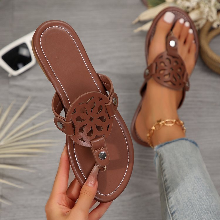 PU Leather Flat Sandals-Teresa&#39;s Fashionista LLC