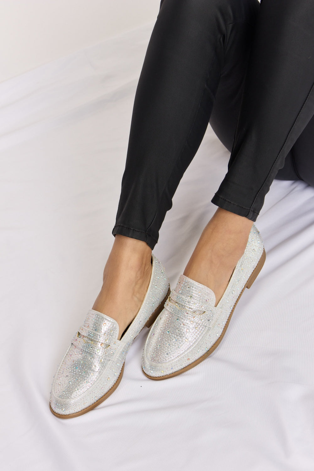 Forever Link Rhinestone Point Toe Loafers-Teresa&#39;s Fashionista LLC