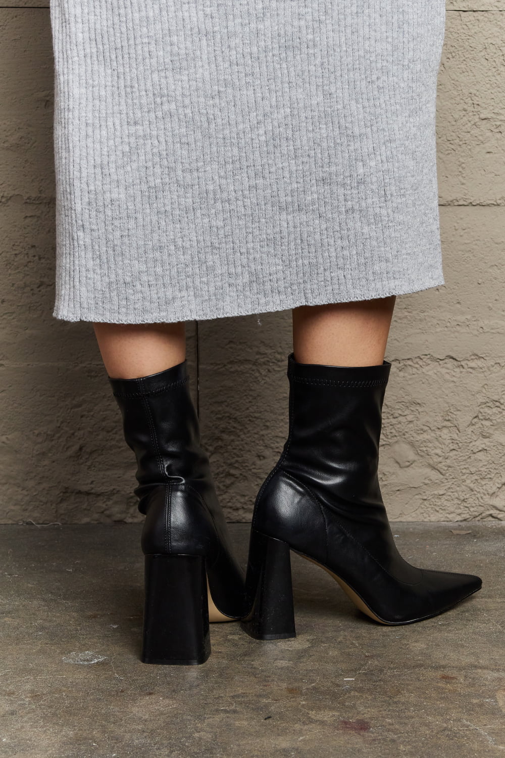 Weeboo Stacy Block Heel Sock Boots-Teresa&#39;s Fashionista LLC