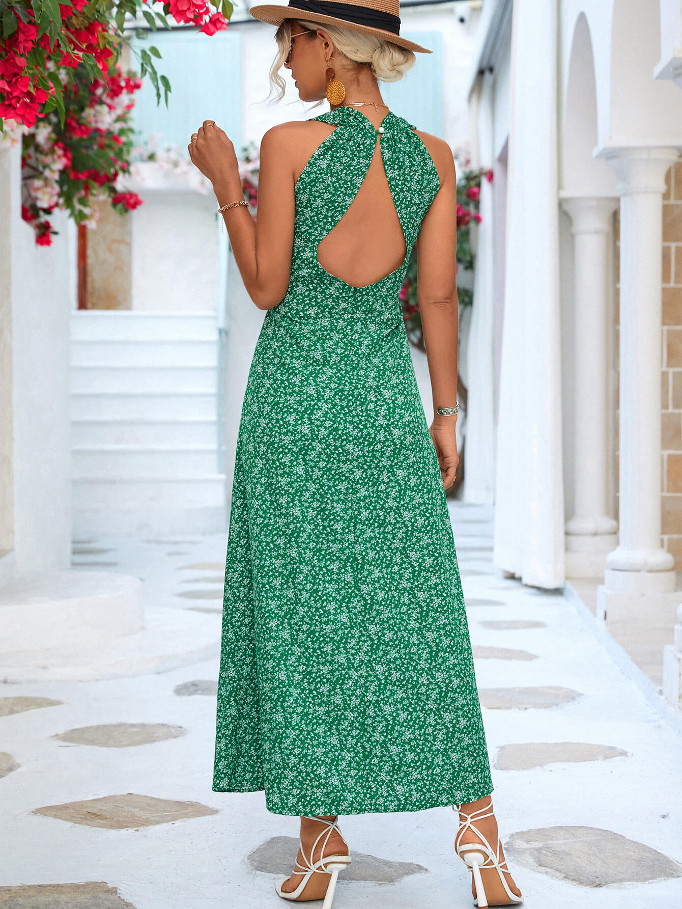 Printed Open Back Sleeveless Maxi Dress-Teresa&#39;s Fashionista LLC