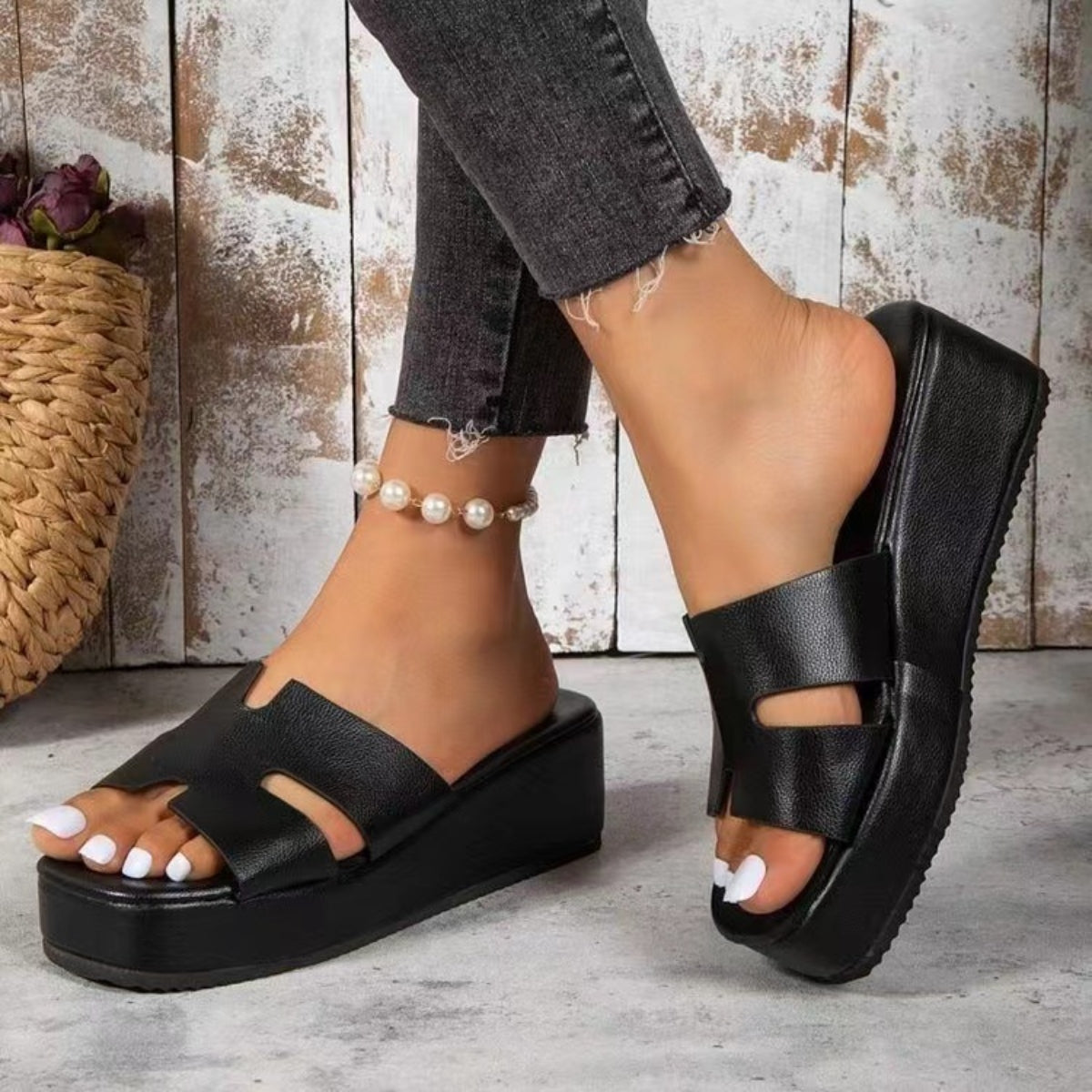 Open Toe Wedge Sandals-Teresa&#39;s Fashionista LLC