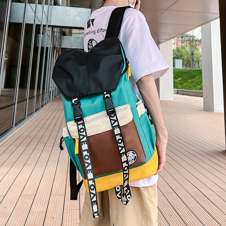 New Color Matching Backpack Fashion Outdoor Travel Bags Men Women Personality Middle Junior High School Student Schoolbags-Teresa&#39;s Fashionista LLC