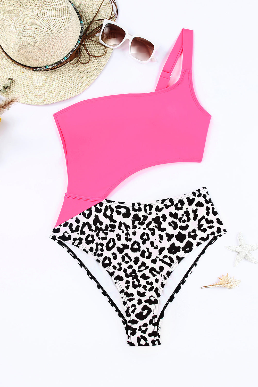 Leopard Cutout One-Shoulder One-Piece Swimsuit-Teresa&#39;s Fashionista LLC