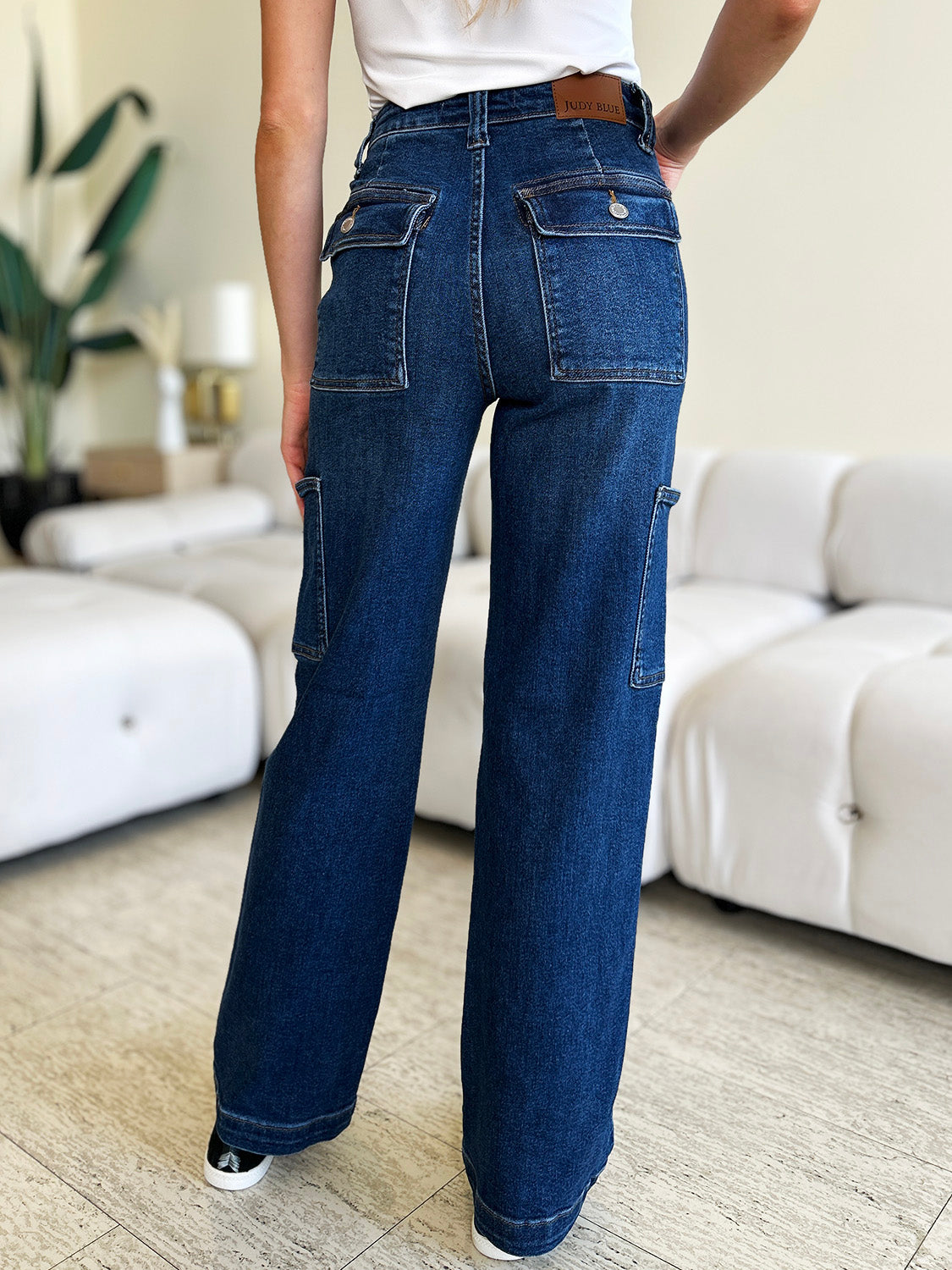 Judy Blue Full Size High Waist Straight Cargo Jeans-Teresa&#39;s Fashionista LLC