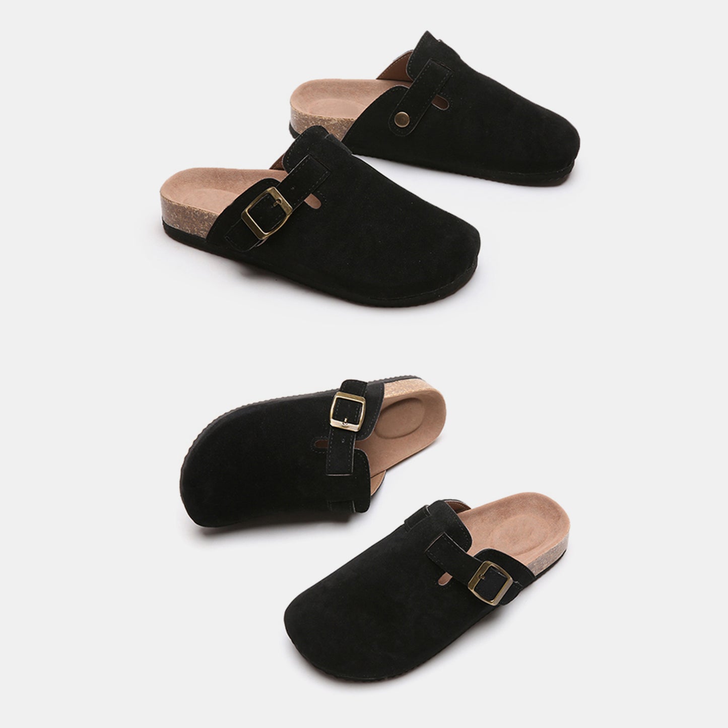 Suede Closed Toe Buckle Slide-Teresa&#39;s Fashionista LLC