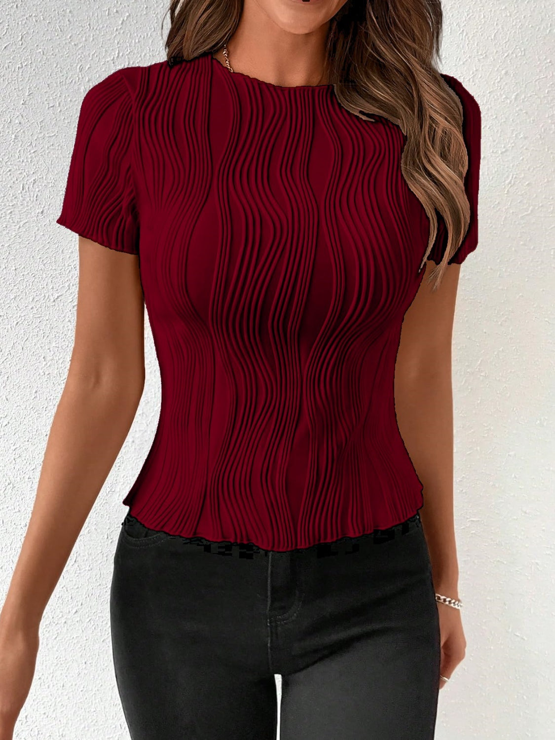 Round Neck Short Sleeve T-Shirt-Teresa&#39;s Fashionista LLC