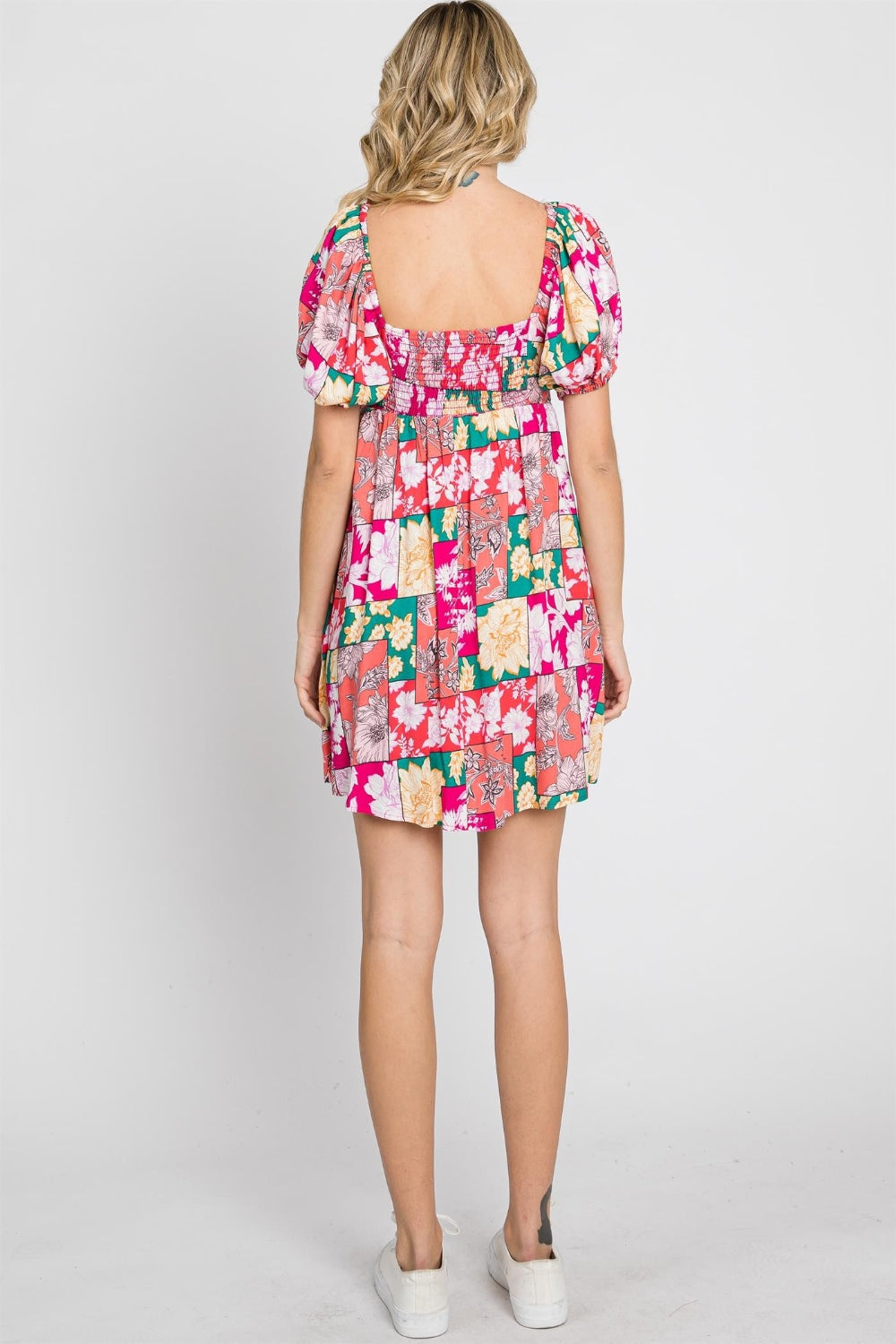 GeeGee Floral Ruff Sleeve Mini Dress-Teresa&#39;s Fashionista LLC