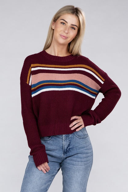 Striped Pullover Sweater-Teresa&#39;s Fashionista LLC