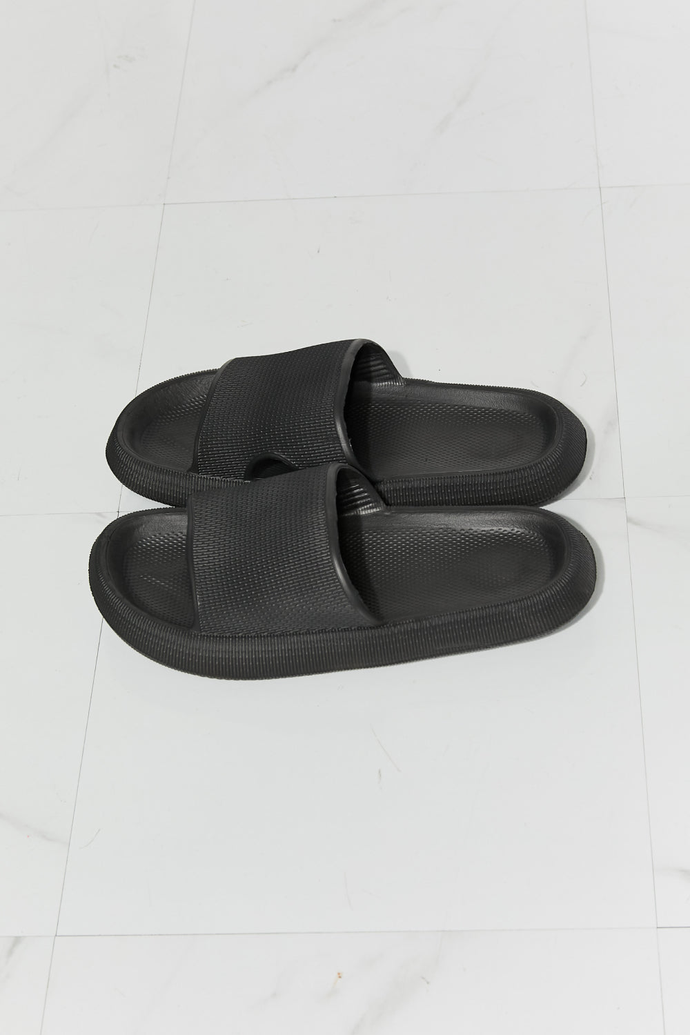 MMShoes Arms Around Me Open Toe Slide in Black-Teresa&#39;s Fashionista LLC