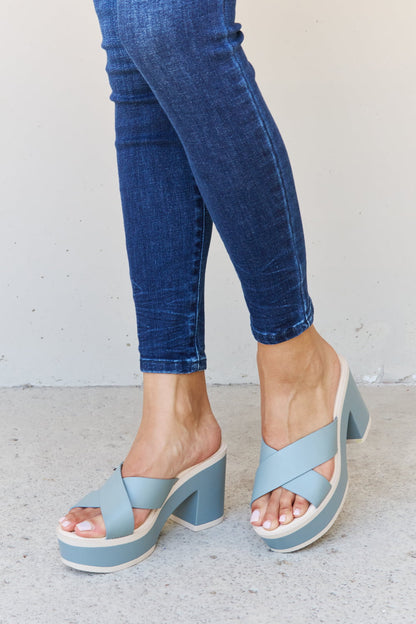 Weeboo Cherish The Moments Contrast Platform Sandals in Misty Blue-Teresa&#39;s Fashionista LLC