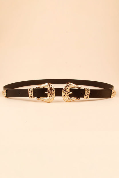 Double Buckle PU Leather Belt-Teresa&#39;s Fashionista LLC