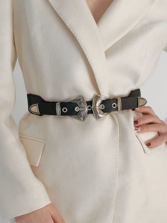 Double Buckle PU Leather Belt-Teresa&#39;s Fashionista LLC