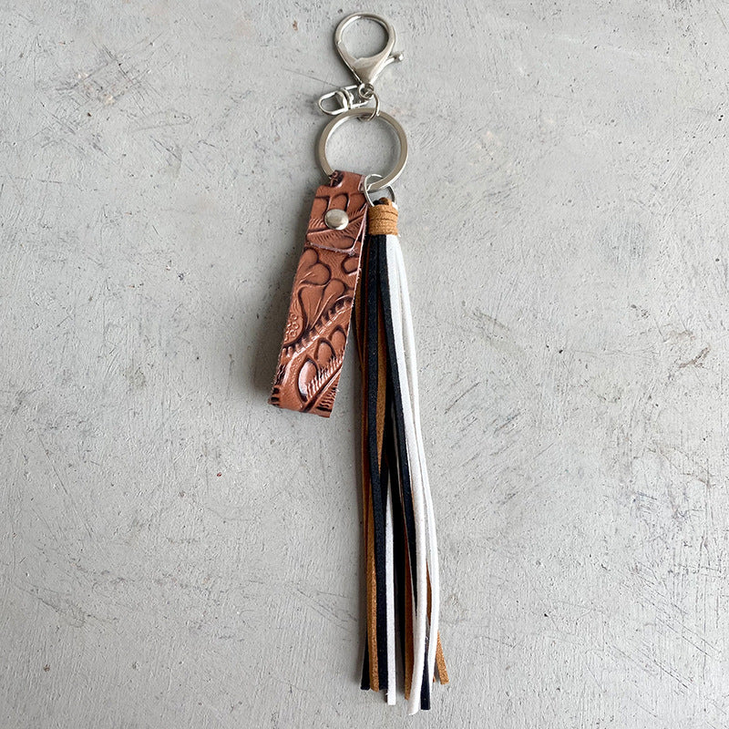 Genuine Leather Tassel Keychain-Teresa&#39;s Fashionista LLC