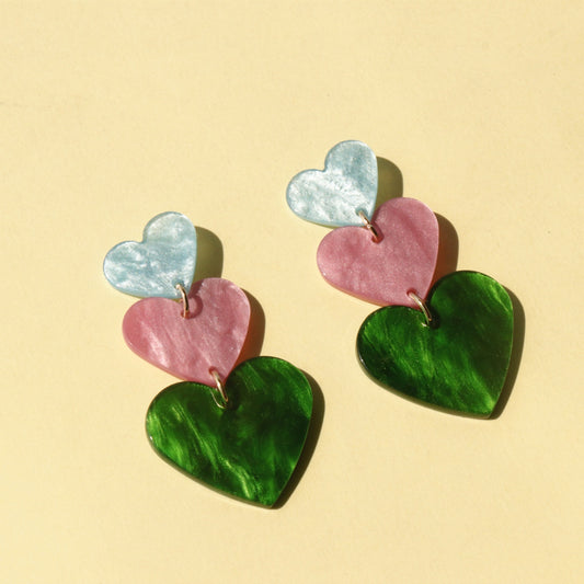 Acrylic Heart Dangle Earrings-Teresa&#39;s Fashionista LLC