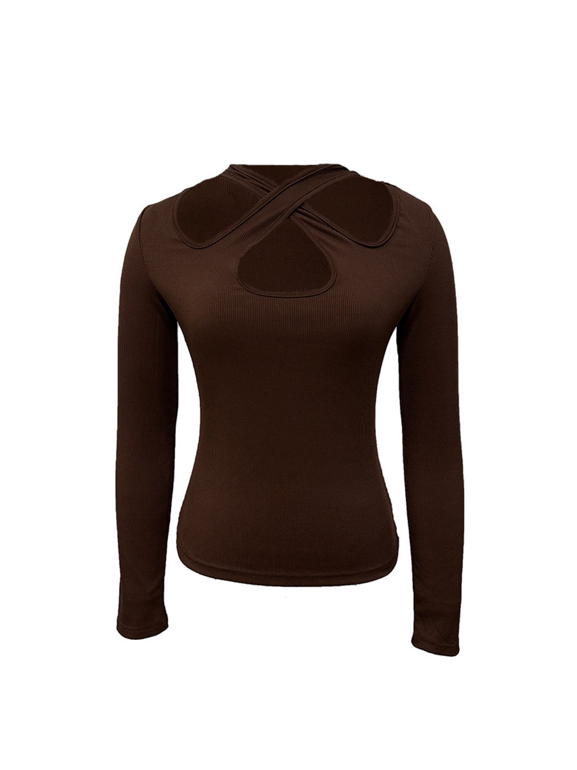 Crisscross Halter Neck Long Sleeve T-Shirt-Teresa&#39;s Fashionista LLC