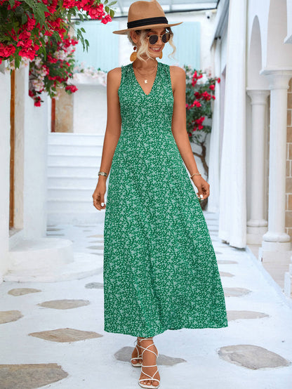 Printed Open Back Sleeveless Maxi Dress-Teresa&#39;s Fashionista LLC