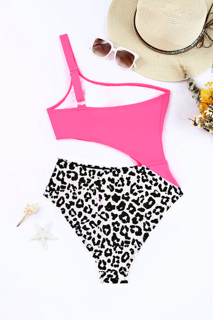 Leopard Cutout One-Shoulder One-Piece Swimsuit-Teresa&#39;s Fashionista LLC