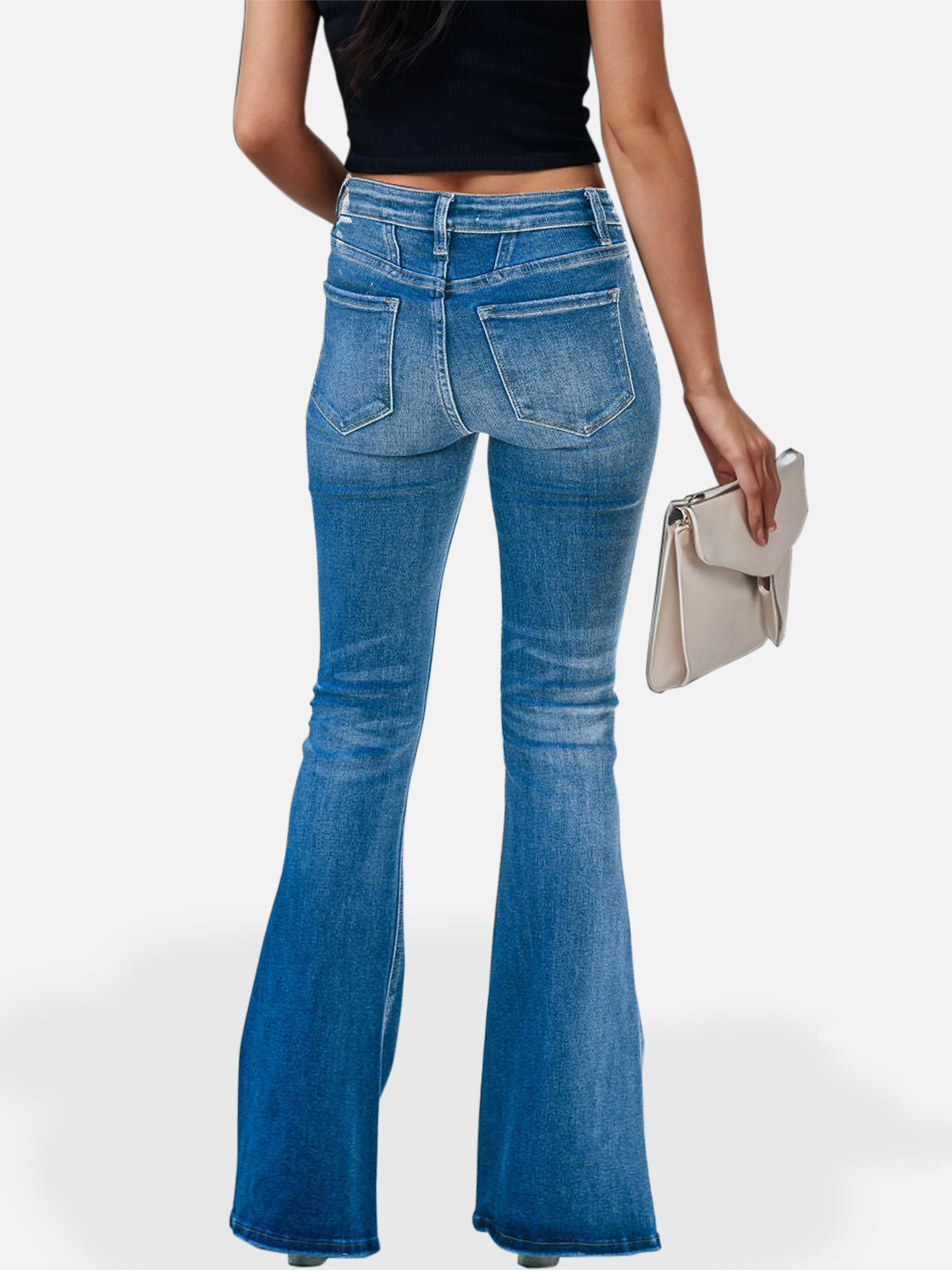 Button Fly Bootcut Jeans with Pockets-Teresa&#39;s Fashionista LLC