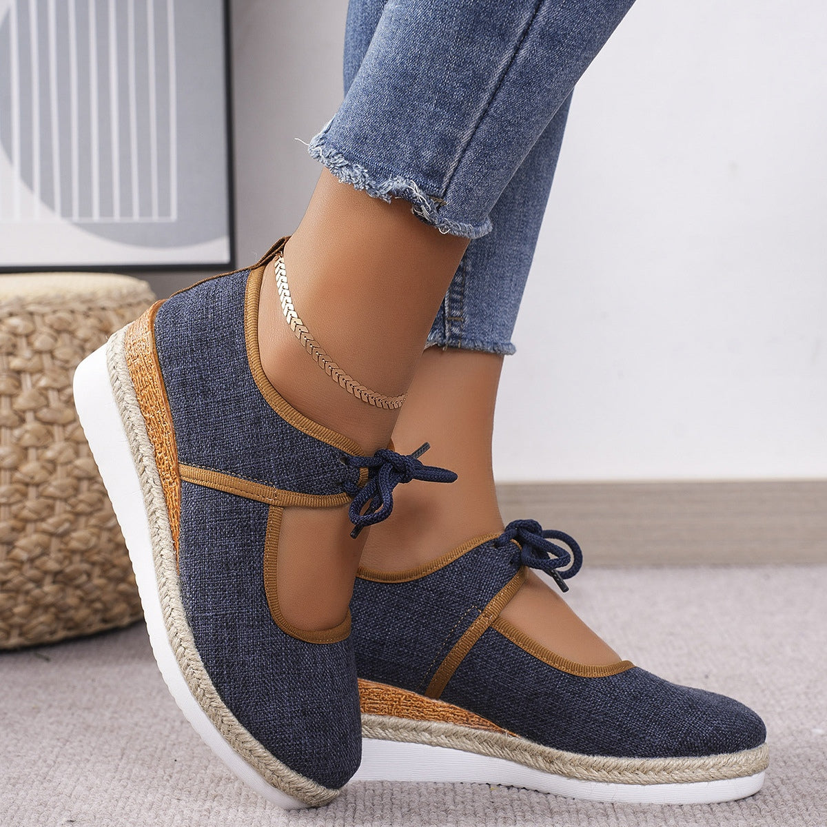 Tied Cutout Wedge Slip-Ons-Teresa&#39;s Fashionista LLC