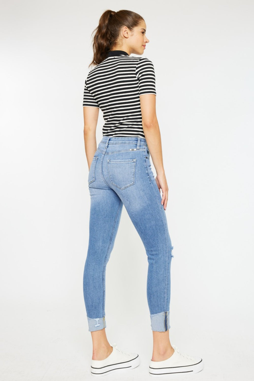 Kancan Distressed Cat's Whiskers Button Fly Jeans-Teresa&#39;s Fashionista LLC