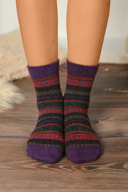 Multicolor Thermal Fuzzy Warm Winter Crew Socks-Teresa&#39;s Fashionista LLC