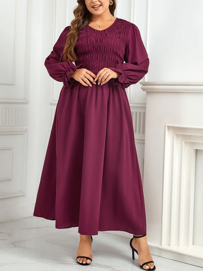 Plus Size Flounce Sleeve Smocked Maxi Dress-Teresa&#39;s Fashionista LLC