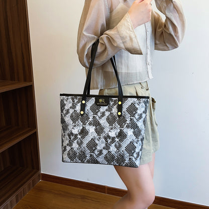 Snakeskin Print PU Leather Tote Bag-Teresa&#39;s Fashionista LLC