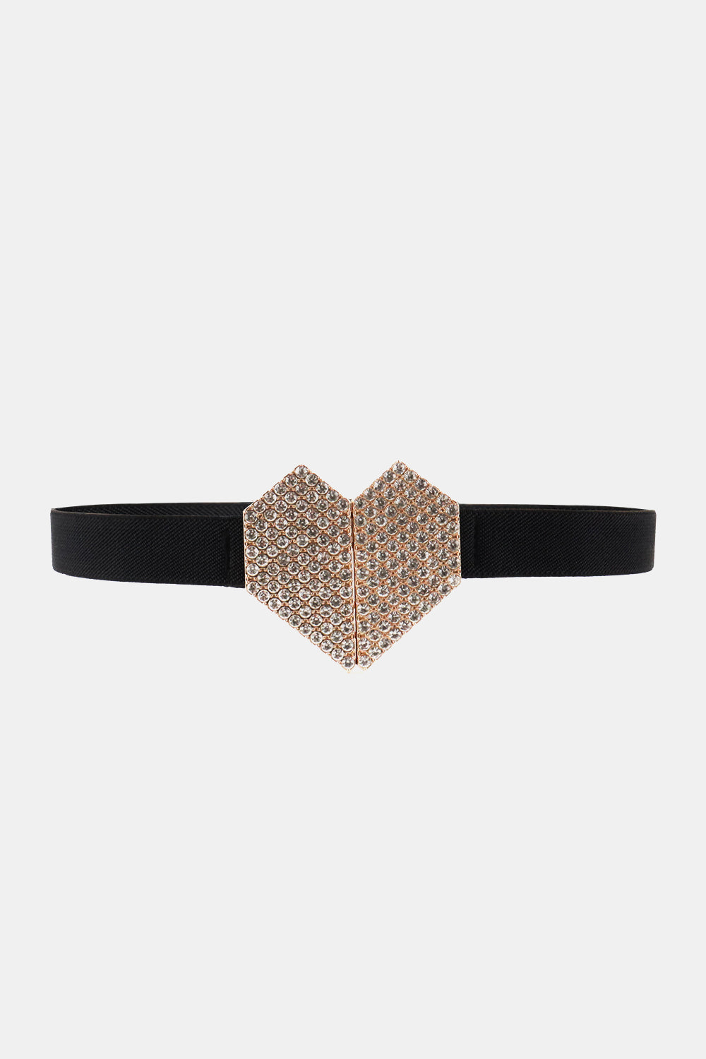 Rhinestone Heart Buckle Elastic Belt-Teresa&#39;s Fashionista LLC