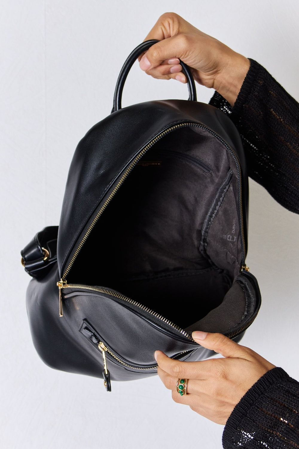 David Jones PU Leather Backpack-Teresa&#39;s Fashionista LLC