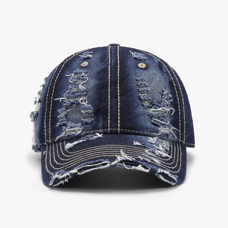 Distressed Adjustable Cotton Baseball Cap-Teresa&#39;s Fashionista LLC