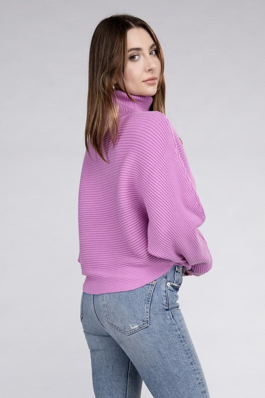 Viscose Dolman Sleeve Turtleneck Sweater-Teresa&#39;s Fashionista LLC