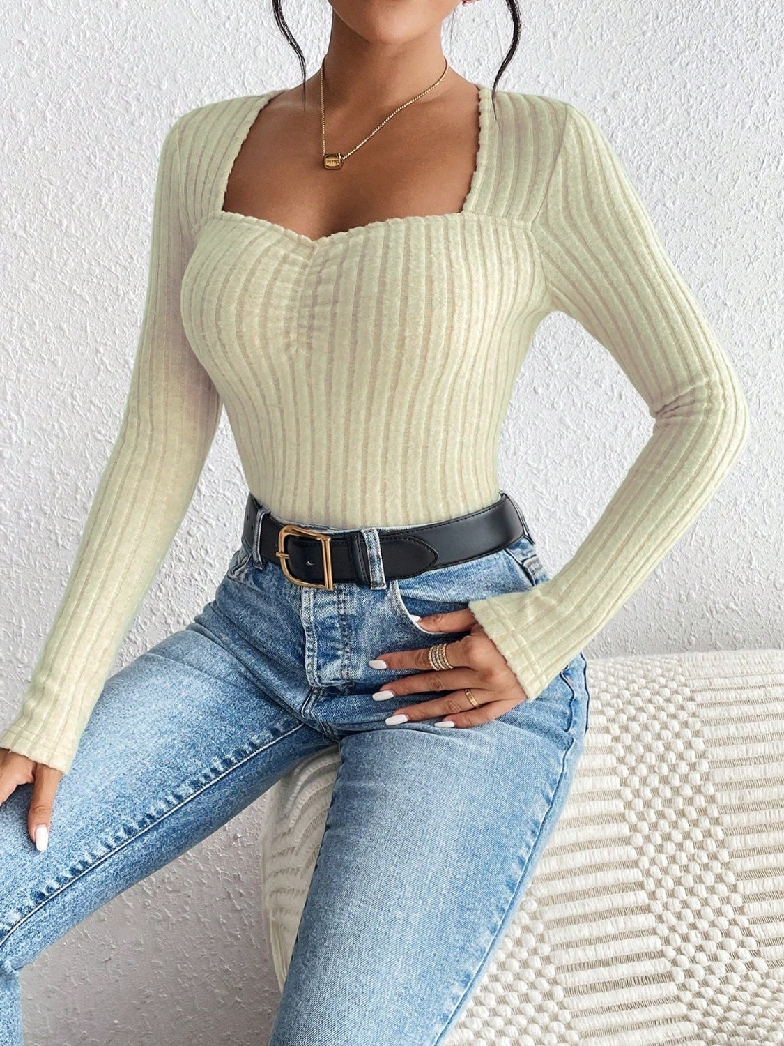 Ribbed Long Sleeve T-Shirt-Teresa&#39;s Fashionista LLC